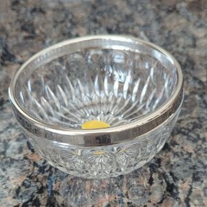 Vintage Crystal Bowl W/Silverplate Rim